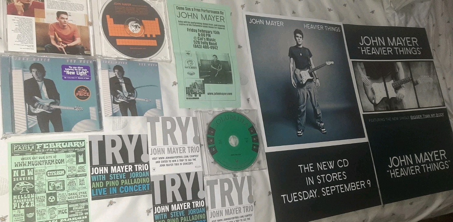 John Mayer LOT Autographed CDs HAND Signed Room 4 Squares Poster Stix FS A Lot +