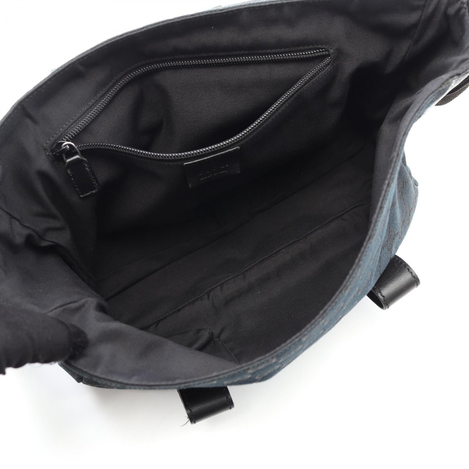 GUCCI GG Canvas Shoulder Bag Canvas Leather Women's Navy Black Japan thumbnail 3