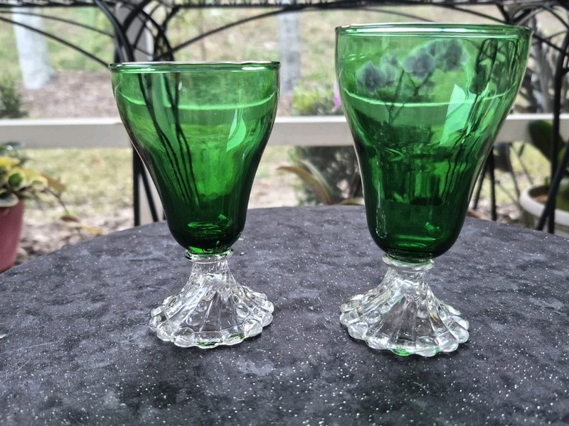 2 Rare MCM Hocking Forest Green Burple Inspiration TUMBLER Stems 4 1/2" and 5"