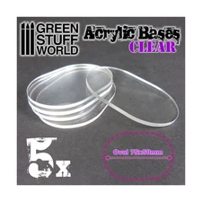 Green Stuff World Bases 75x50mm Oval Pill Acrylic Bases - Clear New