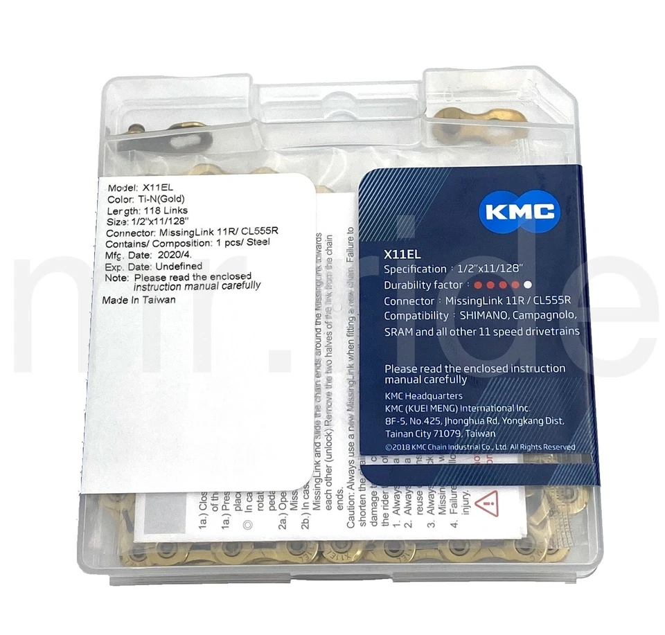 Nuevo paquete al por menor de cadena de bicicleta KMC X11EL 11 velocidades para Shimano/SRAM 118 eslabones dorados Foto 4 de 4