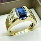 Men's Engagement Wedding Ring 2Ct Lab Created Sapphire 14K Yellow Gold Finish