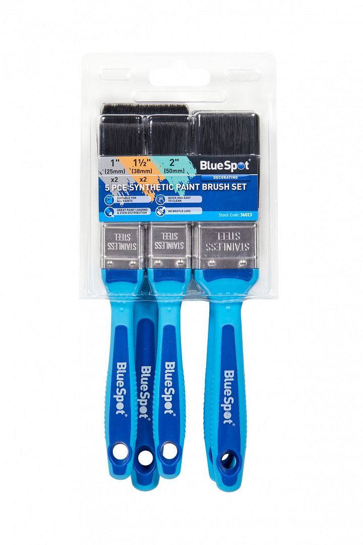 5Pce Synthetic Paint Brush Set with Soft Grip Handle Painters Brushes Painting