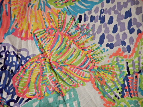 LILLY PULITZER JASMINE CAFTAN TOP Roar of the Seas Lion-Fish Print Cover Up S 2B - Picture 7 of 8