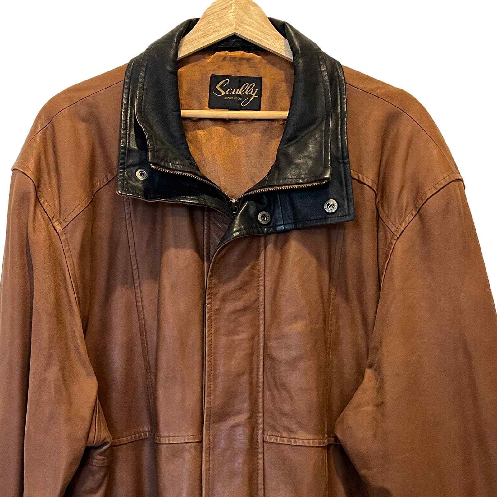 SCULLY Mens Vintage Leather Bomber Double Collar Line… Gem