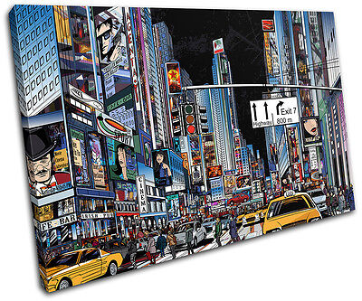 New York Street City SINGLE CANVAS WALL ART Picture Print VA 