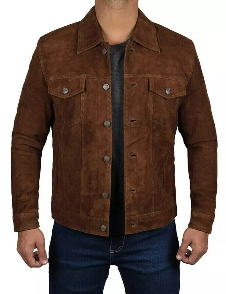 Custom Tailored New Men's Genuine Sheepskin buttoned Leather Motorcycle Jacket