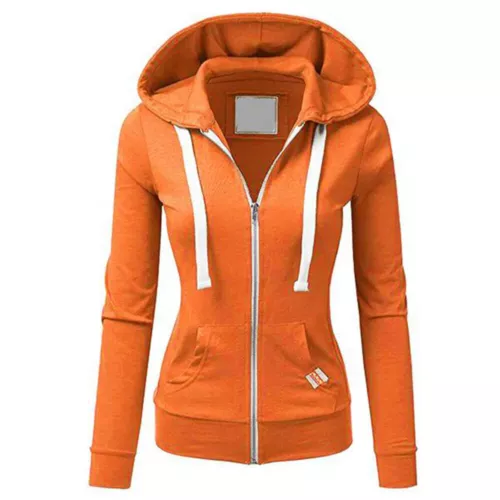 Felpa con cappuccio donna zip intera leggera tasche giacca full zip essenziali casual - Foto 3 di 22