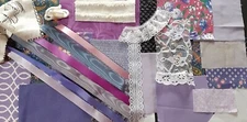 Slow Stitch Kit Purple Kit Fabric Ribbon Shabby Romantic Floral Mindful Sew T