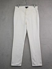 Lafayette 148 NY Jeans Womens 8 White Slim Fit Mid Rise Stretch Preppy Work City