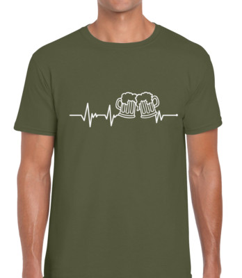 BIER HEARTBEAT HERREN T-SHIRT T-SHIRT COOL BIER TRINKEN LUSTIGES TOP GESCHENKIDEE FÜR PAPA