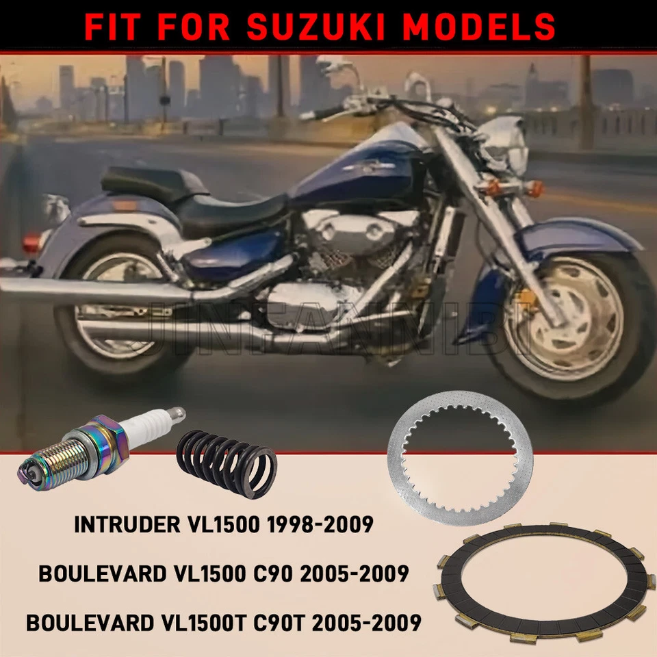 Kit de placas de fricción de embrague y bujía para Suzuki Intruder 1500 VL1500 1998-09 Foto 2 de 4