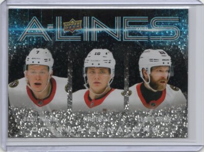2024-25 Upper Deck #AL-21 Brady Tkachuk / Tim Stutzle / Claude Giroux A-Lines