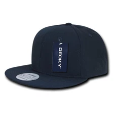 Decky Ripstop Snapback Cap - Navy Blue Cotton Flat Bill Hat 360-NVY