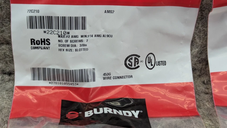 🔥2 NEW🔥 BURNDY Mechanical Connector: 2 Conductors, Aluminum, 3/8 in Stud Size - Image 4 of 4