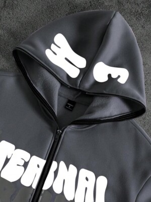 Men's Letter Print Hoodie & Sweatpants 2 Pieces Set Men Graphics