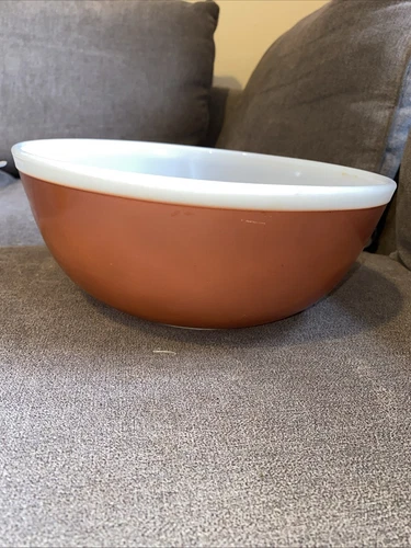 Vintage Pyrex 4 Qt 404 Brown Ovenware Large Mixing Bowl Retro Fall Decor