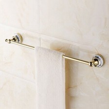Gold Brass Ceramic Base Wall Mount Bathroom Single Towel Bar Rack Holder eba254