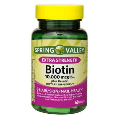 Spring Valley Fast-Dissolve Biotin Dietary Supplement, 10,000 mcg, 60 Count