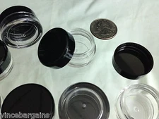 Empty Small Cosmetic Jars Plastic 3 Gram Lip Balm Containers Black Lid (500)5030