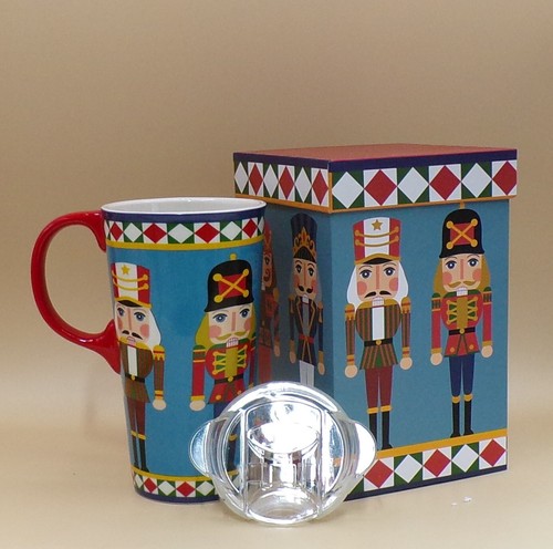 Nutcracker Ceramic 17 oz Travel Cup with Gift Box New Evergreen Enterprises - 第 2/2 張圖片
