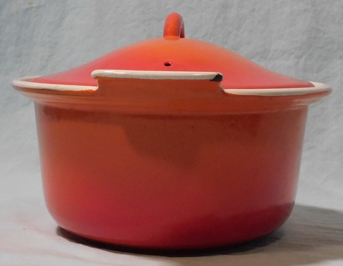 Horno holandés ovalado de hierro fundido Descoware llama naranja 16-C, 22C, FE, Bélgica de colección - Imagen 5 de 18
