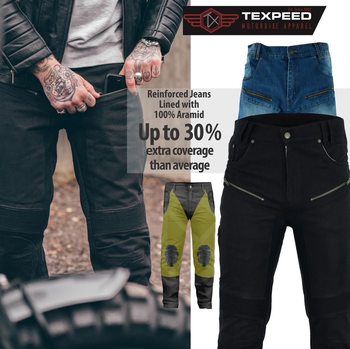 Vaqueros Motocicleta Moto Pantalones Con kevlar Motociclista Armadura  Protección