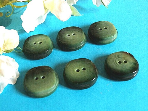 371C Chequerboard Big Buttons " Green Foam " Lot Of 6 Buttons Ép. 1960
