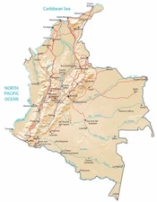 Colombia Physical Map GLOSSY POSTER PICTURE PHOTO PRINT BANNER 12400