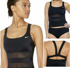 Nike Swim Mesh Solid Edge V-Back Tankini 2-Piece Set Black NESS9366-011
