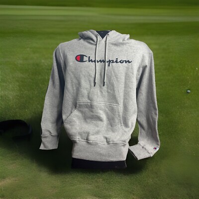 Champion Men s Gray Graphic Front Pullover Cotton Hoodie - M