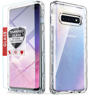 For Samsung Galaxy S10/S10E/S10 Plus Case Phone Cover Shockproof +Tempered  Glass