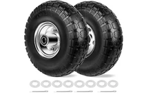 2 Pack Replacement Tire Wheels 4.10/3.50-4 Solid Flat Free 10” PU Run Flat Free