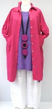 Plus Size La Bass Linen Raspberry-pink Embroidered Long Jacket Size 18-22