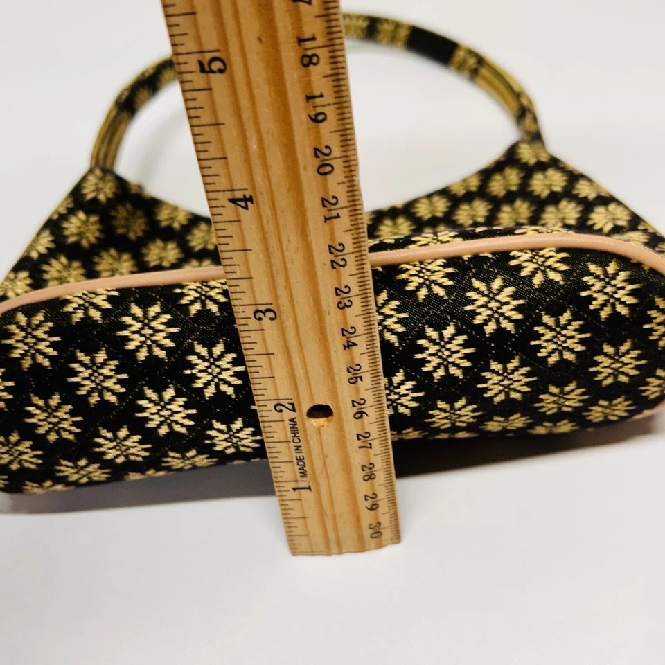 Bolso de mano pequeño de fiesta con estampado de tela verde Foto 4 de 4