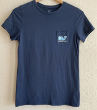 Vineyard Vines Navy Blue Tie-Dye Whale Short-Sleeve 100% Cotton Pocket Tee Sz XS