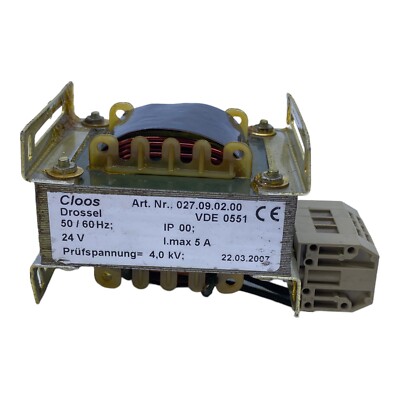 Cloos 027.09.02.00 Industrial Choke 50/60Hz 24V 5A 4.kV 027.09