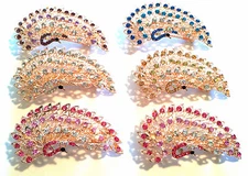 Peacock Design Hair Barrette Adorned with Rhinestones 