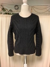 Helmut Lang Fisherman Knit Oversized Crew Neck Crop Sweater Pullover P