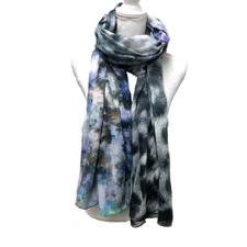 Echo Abstract Fur Print Rectangle Scarf Womens Edgy Artsy Thin 80x42