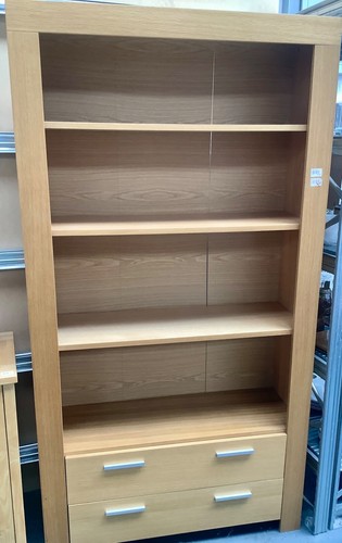 Oak Veneer Wall Cabinet/Bookcase - Picture 2 of 15
