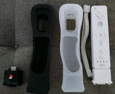 Nintendo Wii Remote, Two Motion Plus Adapters, Two Sleeves RVL-003 OEM, Tested