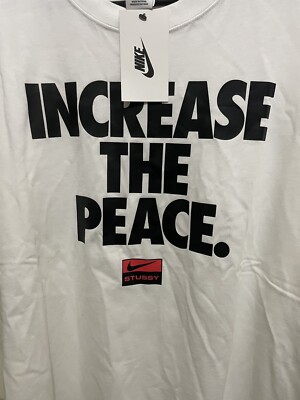 NWT Men's Nike X Stussy Increase The Peace T-Shirt White NWT Men's Nike X Stussy Increase The Peace T-Shirt White