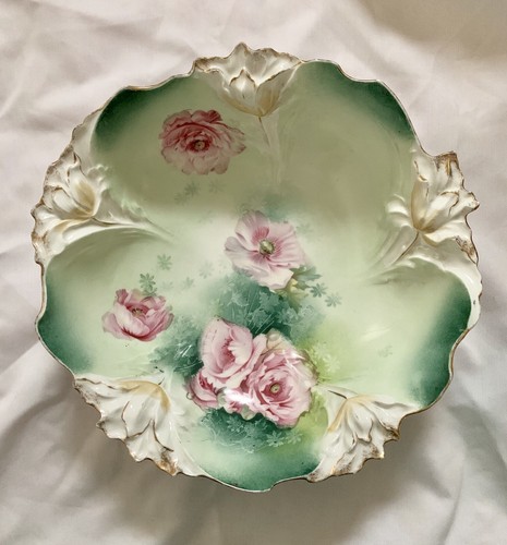 Large RS Prussia Pink Rose Bowl 10 Inches Wide We’ve Another Design Buy Both - Picture 9 of 12