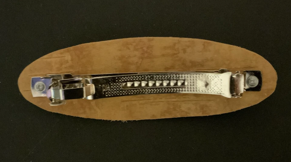 GRAMPO DE CABELO CASCA DE BÉTULA, barrette, flor com obsidiana de neve, ucraniano FEITO À MÃO - Imagem 2 de 4