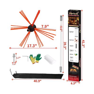 Morinoli 20 Feet Chimney Sweep Kit, Chrome Button Locking System