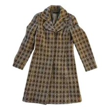 Sisley Multicolored Women's Coat, Grey/brown/beige Bohemian Motif, Sz 42 It/6 Us