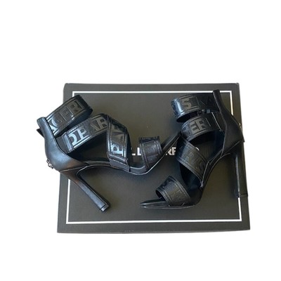 Karl Lagerfeld Black Paris Careliz Sandal Heels Sz 6.5