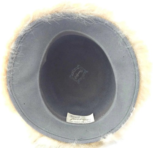 Henry Pollack Hat Woman's Artic Fox Trim Grey Wool Felt Dome w Box Vintage 1968 - Picture 4 of 5