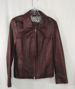 guess burgundy leather jacket